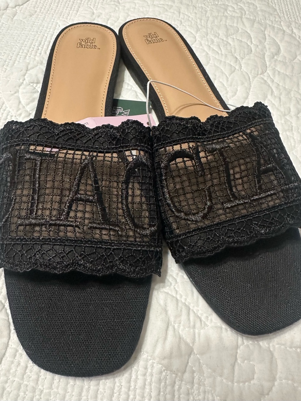 wild fable Black Lace Slide Mules